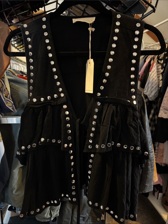 By Together Tops - Studded - style tie vest with fluttery ruffle size M medium